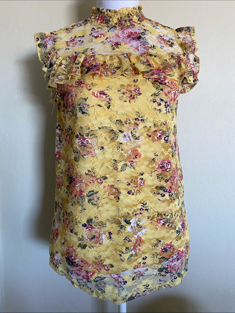 Women’s Floral Yellow Sleeveless Top